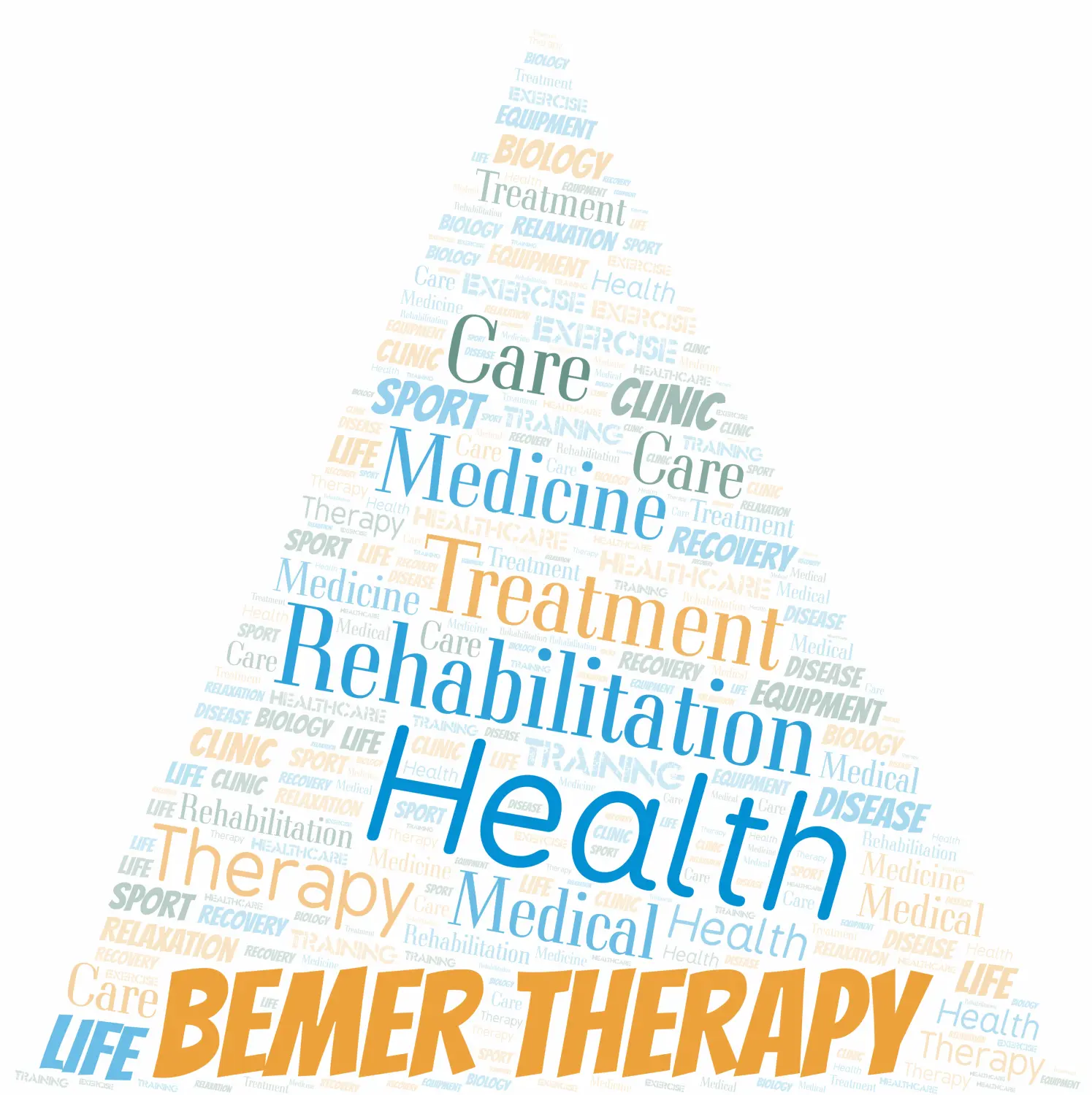 Bemer-Therapie-Wortwolke. Wordcloud nur mit Text erstellt.